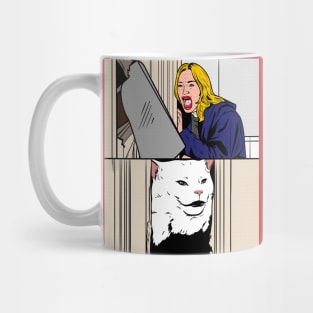 Woman Yelling at Cat Meme Dinner Table Salad Mug